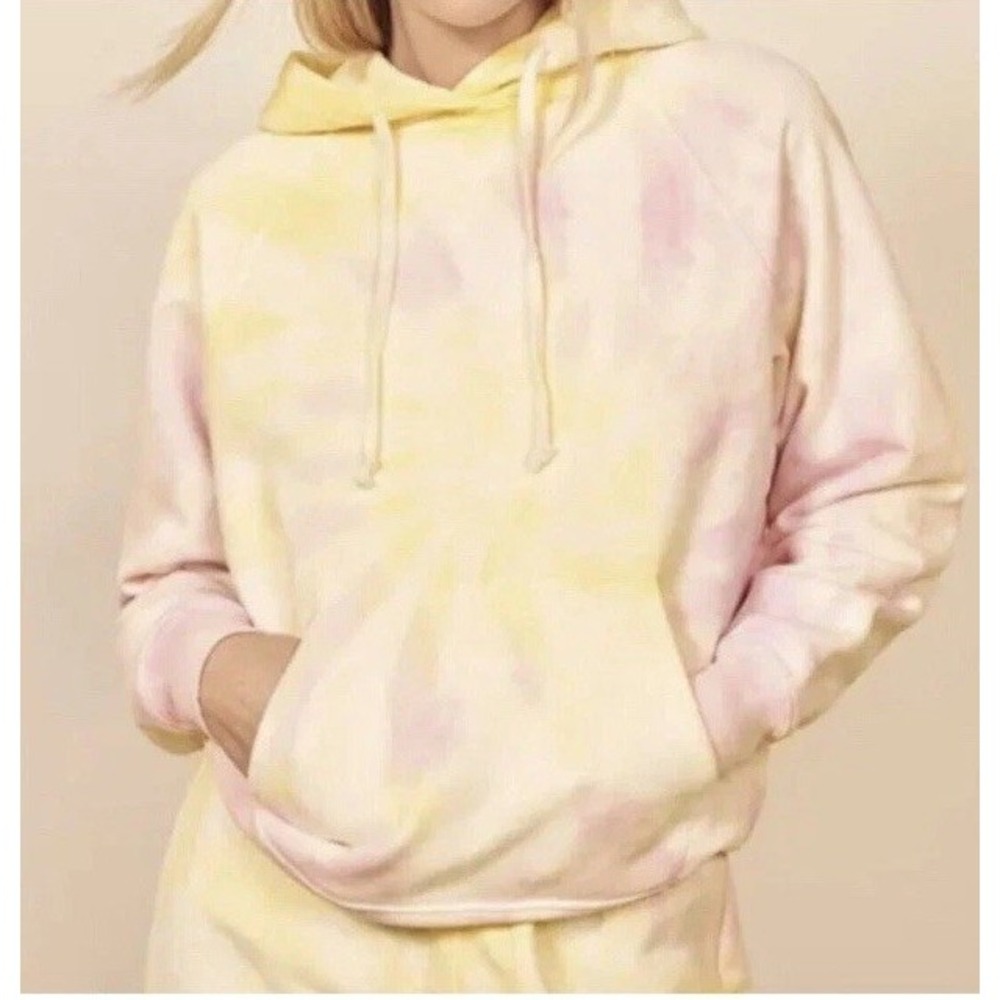 Reformation Tanner Hoodie Pastel Tie Dye Organic Cotton Creamsicle Sz L